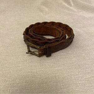 Braided Leather Belt - Brown